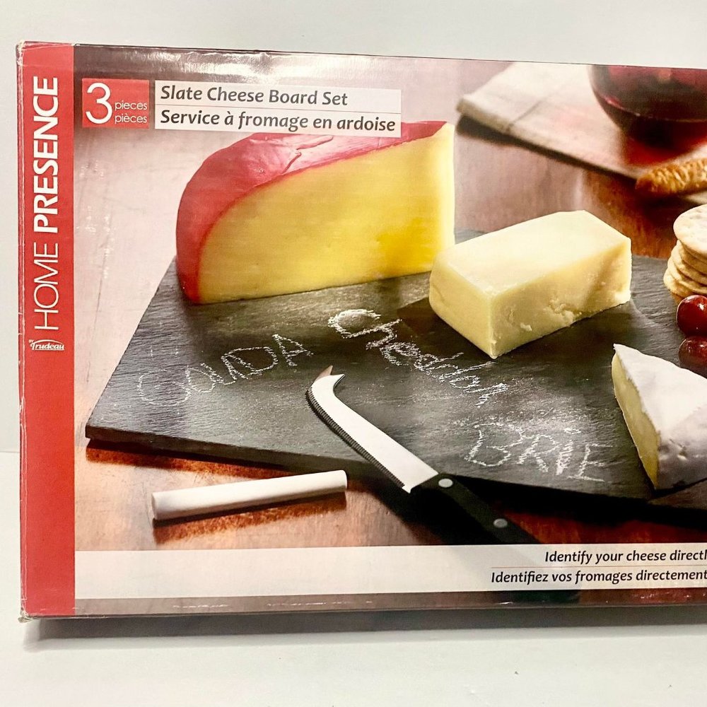 Home Presence Stonehenge Slate Cheese Serving Set- New In Box